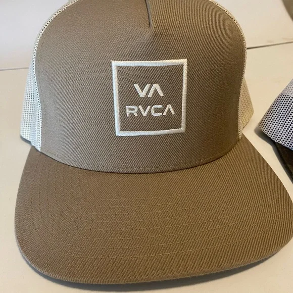 RVCA Tan and Brown Snapback Hats - Picture 2 of 7